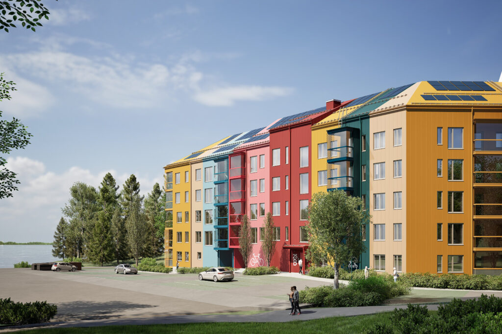 Havainnekuva Soukonlahdenkaari 25:n värikkäistä asunnoista 