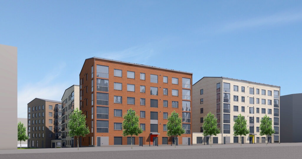 
Havainnekuva Maitovadinkatu 11:n uudiskohteesta.