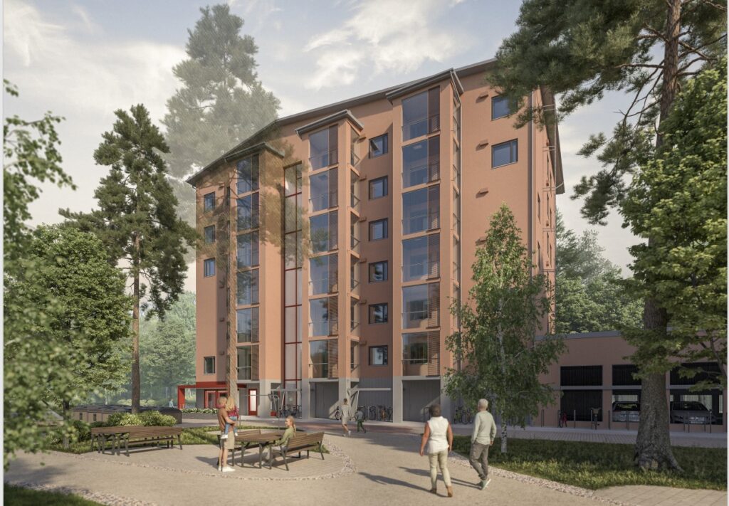 Havainnekuva Neulaniementie 8:n uudiskohteesta. 