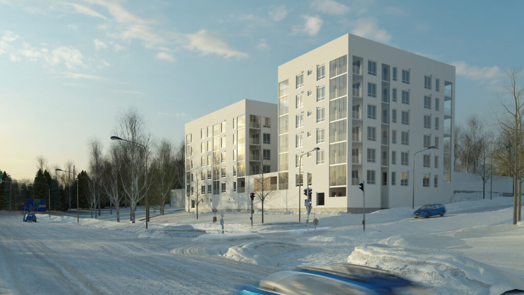 Havainnekuvassa Huoltopolku 2 A:n vuokra-asunnot Vaajakoskella. 